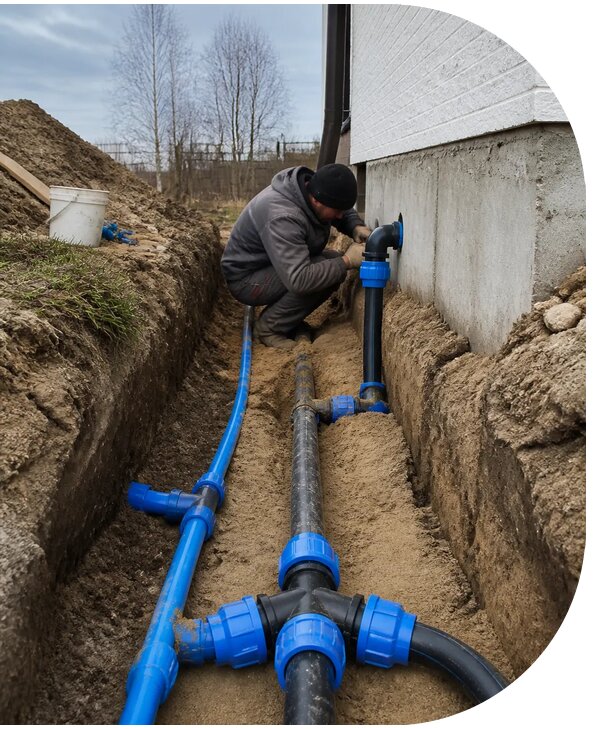 Монтаж наружного водопровода на участке под ключ в Нижнеудинске